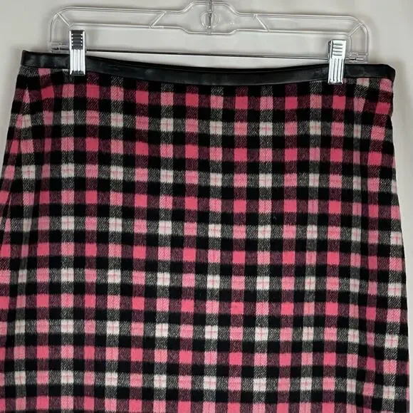 Talbots Pink Black Plaid Wool Blend Career Academia OfficeCore Skirt NWOT Size 8 - Picture 2 of 12